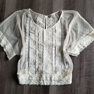 Charlotte Russe Sheer Victorian Lace Vintage Blouse Women's Large